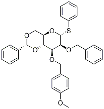 苯基 3-O-[(4-甲氧基苯基)甲基]-2-O-(苯基甲基)-4,6-O-[(R)-苯基亚甲基]-1-硫代-ALPHA-D-吡喃甘露糖苷, 177943-74-7, 结构式