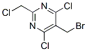 5-(bromomethyl)-4,6-dichloro-2-(chloromethyl)pyrimidine 化学構造式