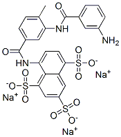 8-[[3-[(3-アミノベンゾイル)アミノ]-4-メチルベンゾイル]アミノ]-1,3,5-ナフタレントリスルホン酸トリナトリウム 化学構造式