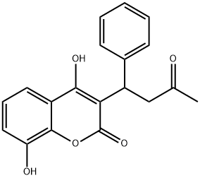 3-(3-オキソ-1-フェニルブチル)-4,8-ジヒドロキシ-2H-1-ベンゾピラン-2-オン 化学構造式