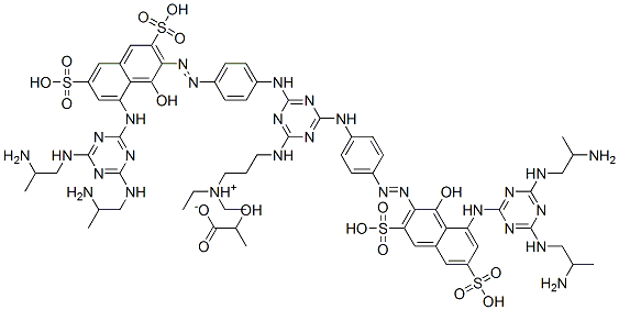 3-(2,4-bis(4-((5-(4,6-bis(2-aminopropylamino)-1,3,5-triazin-2-ylamino)-4-hydroxy-2,7-disulfonaphthalen-3-yl)azo)phenylamino)-1,3,5-triazin-6-ylamino)propyldiethylammonium lactate,178452-66-9,结构式