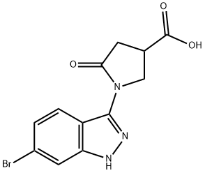 1-(6-ブロモ-1H-インダゾール-3-イル)-5-オキソピロリジン-3-カルボン酸 化学構造式