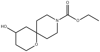 ethyl 4-hydroxy-1-oxa-9-azaspiro[5.5]undecane-9-carboxylate Struktur