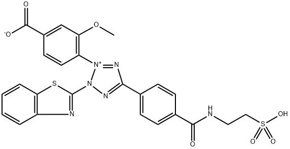 2-Benzothiazolyl-3-(4-carboxy-2-methoxyphenyl)-5-(4-(2-sulfoethylcarbamoyl)phenyl)-2H-tetrazolium Structure