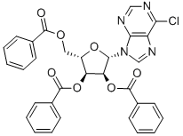 9-(2'', 3'', 5''-TRI-O-BENZOYL-β-L-RIBOFURANOSYL)-6-CHLOROPURINE 结构式