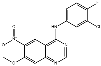 N-(3-chloro-4-fluorophenyl)-7-Methoxy-6-nitroquinazolin-4-aMine Struktur
