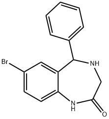 7-ブロモ-5-フェニル-1,3,4,5-テトラヒドロ-2H-ベンゾ[E][1,4]ジアゼピン-2-オン 化学構造式