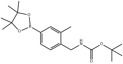 [2-Methyl-4-(4,4,5,5-tetramethyl-[1,3,2]dioxaborolan-2-yl)-benzyl]-carbamic acid tert-butyl es Structure
