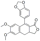 (+)-9-(1,3-ベンゾジオキソール-5-イル)-3a,4-ジヒドロ-6,7-ジメトキシナフト[2,3-c]フラン-1(3H)-オン 化学構造式