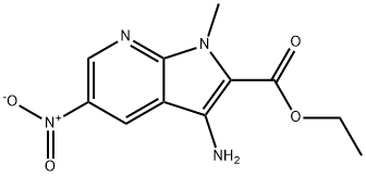 1H-Pyrrolo[2,3-b]pyridine-2-carboxylic acid, 3-aMino-1-Methyl-5-nitro-, ethyl ester 化学構造式