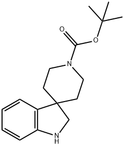 TERT-ブチル 1,2-ジヒドロスピロ[インドール-3,4'-ピペリジン]-1'-カルボキシレート 化学構造式