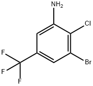 3-Bromo-2-chloro-5-(trifluoromethyl)aniline 化学構造式