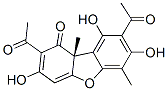 [R,(+)]-2,8-ジアセチル-3,7,9-トリヒドロキシ-6,9b-ジメチルジベンゾフラン-1(9bH)-オン 化学構造式