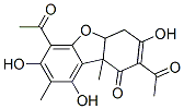 2,6-Diacetyl-4a,9b-dihydro-3,7,9-trihydroxy-8,9b-dimethyldibenzofuran-1(4H)-one Struktur