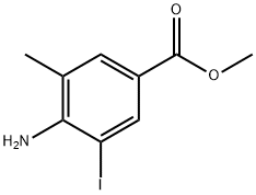 4-アミノ-3-ヨード-5-メチル安息香酸メチル 化学構造式