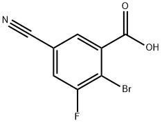 2-Bromo-5-cyano-3-fluorobenzoic acid Struktur