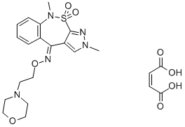 2H-Pyrazolo(3,4-c)(2,1)benzothiazepin-4(9H)-one, 2,9-dimethyl-, O-(2-( 4-morpholinyl)ethyl)oxime, 10,10-dioxide, (Z)-2-butenedioate (1:1),181145-52-8,结构式