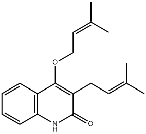 4-[(3-Methyl-2-butenyl)oxy]-3-(3-methyl-2-butenyl)quinoline-2(1H)-one Struktur