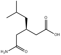 (R)-(-)-3-(カルバモイルメチル)-5-メチルヘキサン酸 化学構造式