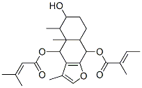 2-Methyl-2-butenoic acid 4,4a,5,6,7,8,8a,9-octahydro-6-hydroxy-3,4a,5-trimethyl-4-[(3-methyl-1-oxo-2-butenyl)oxy]naphtho[2,3-b]furan-9-yl ester,18142-27-3,结构式