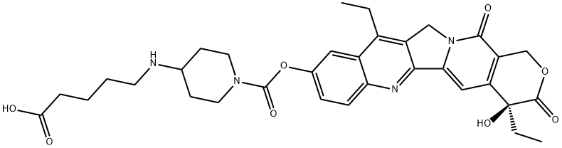 7-エチル-10-(4-N-アミノペンタン酸)-1-ピペリジノ)カルボニルオキシカンプトテシン 化学構造式