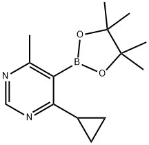 4-环丙基-6-甲基-5-(4,4,5,5-四甲基-1,3,2-二氧硼杂环戊烷-2-基)嘧啶, 1817776-39-8, 结构式
