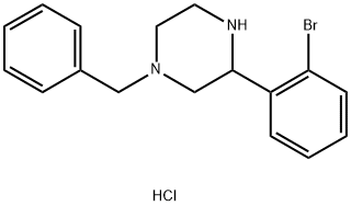 1-Benzyl-3-(2-bromophenyl)piperazine dihydrochloride, 1820608-97-6, 结构式
