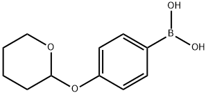 4-(2-テトラヒドロピラニルオキシ)フェニルボロン酸 化学構造式