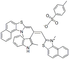 1-methyl-2-[2-(2-methylindol-3-yl)-3-(1-methylnaphtho[1,2-d]thiazolin-2-ylidene)propenyl]naphtho[1,2-d]thiazolium p-toluenesulphonate 结构式