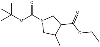 1-Tert-butyl 3-ethyl 4-methylpyrrolidine-1,3-dicarboxylate 化学構造式