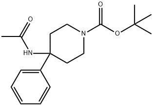 4-(乙酰基氨基)-4-苯基-1-哌啶甲酸叔丁酯 结构式