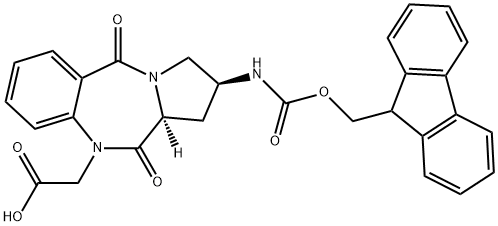 (2S,11AS)-FMOC-2-AMINO-10-CARBOXYMETHYL-1,2,3,11A-TETRAHYDRO-10H-PYRROLO[2,1-C][1,4]-BENZODIAZEPINE-5,11-DIONE Struktur