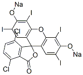 4,7-ジクロロ-3',6'-ビス(ソジオオキシ)-2',4',5',7'-テトラヨードスピロ[イソベンゾフラン-1(3H),9'-[9H]キサンテン]-3-オン 化学構造式
