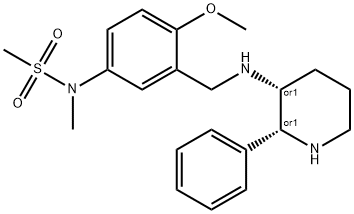 Rel-N-[4-Methoxy-3-[[[(2R,3R)-2-phenyl-3-piperidinyl]amino]methyl]phenyl]-N-methyl-methanesulfonamide Structure