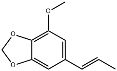 4-メトキシ-6-[(E)-1-プロペニル]-1,3-ベンゾジオキソール 化学構造式