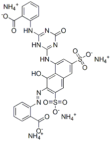 2-[[8-[[6-[(2-Carboxyphenyl)amino]-1,4-dihydro-4-oxo-1,3,5-triazin-2-yl]amino]-1-hydroxy-3,6-disulfo-2-naphthalenyl]azo]benzoic acid, tetraammonium salt 结构式