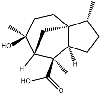 (3R)-2,3,4,5,6,7,8,8aβ-オクタヒドロ-6β-ヒドロキシ-3β,6,8-トリメチル-1H-3aα,7α-メタノアズレン-8α-カルボン酸 化学構造式