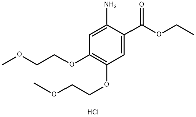 2-Amino-4,5-bis(2-methoxyethoxy)benzoic acid ethyl ester hydrochloride Struktur