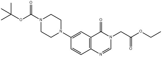 1-N-BOC-4-(3-ETHOXYCARBONYLMETHYL-4-OXO-3,4-DIHYDRO-QUINAZOLIN-6-YL)PIPERAZINE Struktur