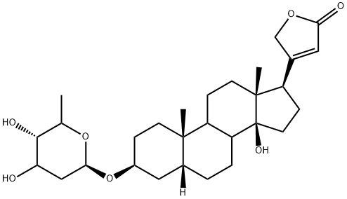 (5beta)-3beta-[(2,6-dideoxy-beta-D-ribo-hexopyranosyl)oxy]-14-hydroxycard-20(22)-enolide, 18404-43-8, 结构式