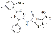 4-Thia-1-azabicyclo[3.2.0]heptane-2-carboxylicacid,6-[2-(6-amino-N-methyl-m-toluamido)-2-phenylacetamido]-3,3-dimethyl-7-oxo-,DL-(8CI) 化学構造式