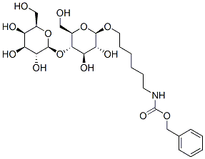 Carbamic acid, 6-(4-O-.beta.-D-galactopyranosyl-.beta.-D-glucopyranosyl)oxyhexyl-, phenylmethyl ester Structure