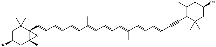 (3S,3'R,5R,6S)-7',8'-ジデヒドロ-5,6-エポキシ-5,6-ジヒドロ-β,β-カロテン-3,3'-ジオール 化学構造式