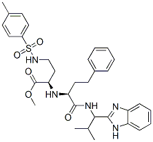 Butanoic acid, 2-[[1-[[[1-(1H-benzimidazol-2-yl)-2-methylpropyl]amino]carbonyl]-3-phenylpropyl]amino]-4-[[(4-methylphenyl)sulfonyl]amino]-, methyl ester, [2R-[2R*[S*(S*)]]]- (9CI) Structure