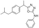 5-[1-[4-(2-methylpropyl)phenyl]ethyl]-N-phenyl-1,3,4-oxadiazol-2-amine Struktur