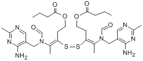 dithiobis[3-[1-[[(4-amino-2-methylpyrimidin-5-yl)methyl]formylamino]ethylidene]propane-3,1-diyl] dibutyrate 结构式