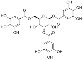 1,3,6‐トリガロイルΒ‐D‐グルコース 化学構造式