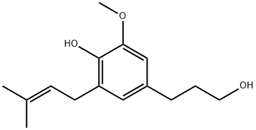 4-Hydroxy-3-methoxy-5-(3-methyl-2-butenyl)benzene-1-propanol Structure