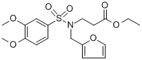 ETHYL 3-[[(3,4-DIMETHOXYPHENYL)SULFONYL](2-FURYLMETHYL)AMINO]PROPANOATE 结构式