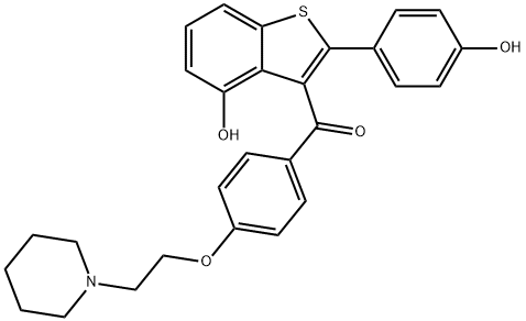 [4-Hydroxy-2-(4-hydroxyphenyl)benzo[b]thien-3-yl][4-[2-(1-piperidinyl)ethoxy]phenyl]-Methanone 结构式